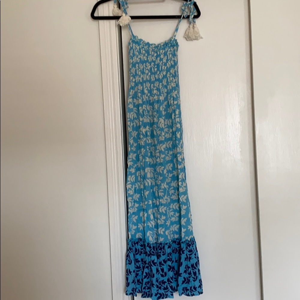 Blue pattern maxi coverup